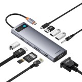 Adapteris USB C → HDMI + 2 x USB C + 3 x USB 3.0 + VGA + RJ 45 + 3.5mm + SD (11-in-1) Baseus